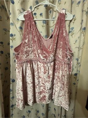 torrid Pink Crushed Velvet V-Neck Tank